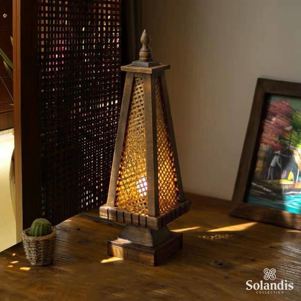 Handmade bamboo lamp, Table lamp, Bedside lamp, Teak & Bamboo light, Home decor